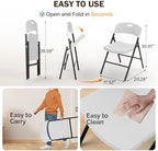 Folding Chairs, Plastic Foldable Chair, Capacity up to 350 lbs, Portable Seating for Indoor Outdoor Events, alternate view 4