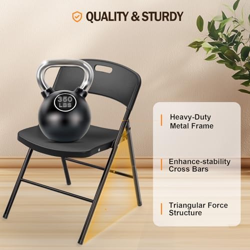 Folding Chairs, Plastic Foldable Chair, Capacity up to 350 lbs, Portable Seating for Indoor Outdoor Events, alternate view 4