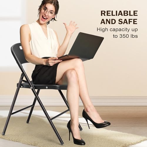Folding Chairs, Plastic Foldable Chair, Capacity up to 350 lbs, Portable Seating for Indoor Outdoor Events, alternate view 5