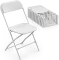 Folding Chairs Set of 10, White Plastic Chair Sturdy Seat with Metal Frame, Perfect for Party, Event, Wedding