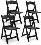 Folding Chairs Set of 4, Heavy Duty Plastic Foldable Chairs with Curved Backrest & Padded Seat, Folding Chairs