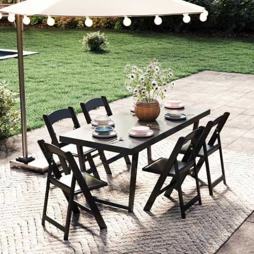 Folding Chairs Set of 4, Heavy Duty Plastic Foldable Chairs with Curved Backrest & Padded Seat, Folding Chairs, alternate