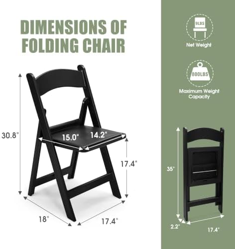Folding Chairs Set of 4, Heavy Duty Plastic Foldable Chairs with Curved Backrest & Padded Seat, Folding Chairs, alternate