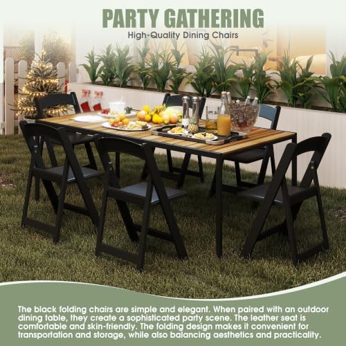 Folding Chairs Set of 4, Heavy Duty Plastic Foldable Chairs with Curved Backrest & Padded Seat, Folding Chairs, alternate