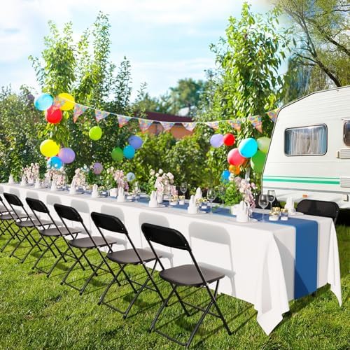 Folding Chairs Set of 6, Black Plastic Chair Sturdy Seat with Metal Frame, Perfect for Party, Event, Wedding, alternate view