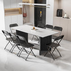 Folding Chairs Set of 6, Black Plastic Chair Sturdy Seat with Metal Frame, Perfect for Party, Event, Wedding, alternate view