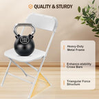 Folding Chairs Set of 6, White Plastic Chair Sturdy Seat with Metal Frame, Perfect for Party, Event, Wedding, alternate view