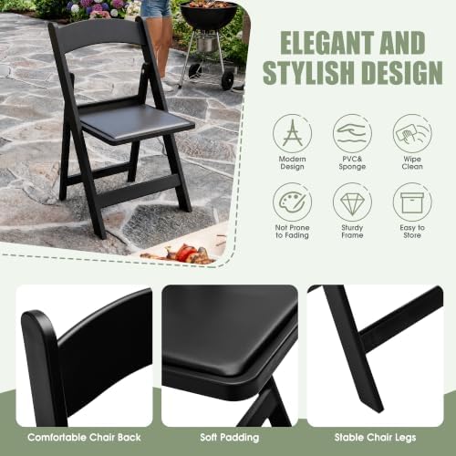 Folding Chairs Set of 8, Heavy Duty Plastic Foldable Chairs with Curved Backrest & Padded Seat, Folding Chairs, alternate
