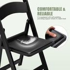 Folding Chairs Set of 8, Heavy Duty Plastic Foldable Chairs with Curved Backrest & Padded Seat, Folding Chairs, alternate