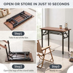 Folding Conference Table, Heavy Duty Foldable Training Table with Storage Shelf, No‐Assembly Multi‐Purpose, alternate view 6