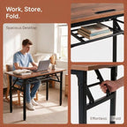 Folding Conference Table, Heavy Duty Foldable Training Table with Storage Shelf, No‐Assembly Multi‐Purpose, alternate view 7