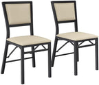 Folding Dining Chairs Set of 2, Metal Padded Foldable Seating with Comfortable Faux Leather, Space-Saving