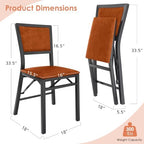 Folding Dining Chairs Set of 2, Metal Padded Foldable Seating with Comfortable Faux Leather, Space-Saving, alternate view 3