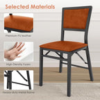 Folding Dining Chairs Set of 2, Metal Padded Foldable Seating with Comfortable Faux Leather, Space-Saving, alternate view 4