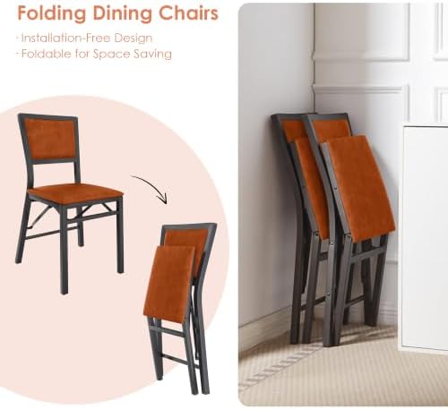 Folding Dining Chairs Set of 2, Metal Padded Foldable Seating with Comfortable Faux Leather, Space-Saving, alternate view 5