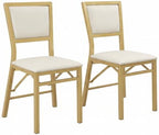Folding Dining Chairs Set of 2, Metal Padded Foldable Seating with Comfortable Faux Leather, Space-Saving