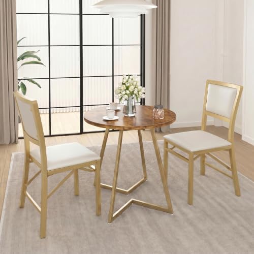 Folding Dining Chairs Set of 2, Metal Padded Foldable Seating with Comfortable Faux Leather, Space-Saving, alternate view 2