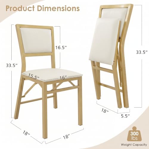 Folding Dining Chairs Set of 2, Metal Padded Foldable Seating with Comfortable Faux Leather, Space-Saving, alternate view 3