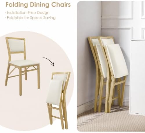 Folding Dining Chairs Set of 2, Metal Padded Foldable Seating with Comfortable Faux Leather, Space-Saving, alternate view 4
