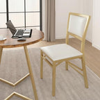 Folding Dining Chairs Set of 2, Metal Padded Foldable Seating with Comfortable Faux Leather, Space-Saving, alternate view 6