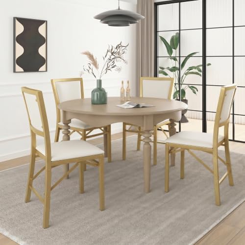Folding Dining Chairs Set of 2, Metal Padded Foldable Seating with Comfortable Faux Leather, Space-Saving, alternate view 7