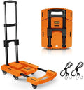 Folding Hand Truck500lbs, Portable Heavy Duty Dolly Cart, 6 Wheels Collapsible Luggage Cart with 2 Elastic Ropes