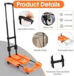 Folding Hand Truck500lbs, Portable Heavy Duty Dolly Cart, 6 Wheels Collapsible Luggage Cart with 2 Elastic Ropes, alternate