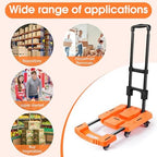 Folding Hand Truck500lbs, Portable Heavy Duty Dolly Cart, 6 Wheels Collapsible Luggage Cart with 2 Elastic Ropes, alternate