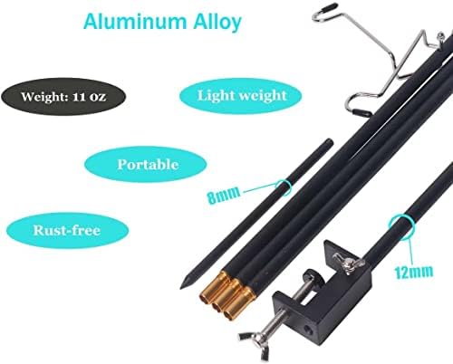 Folding Lantern Stand Pole Portable Lamp Stand Hook Collapasible Light Stand Holder for Camping Fishing Picnic, alternate