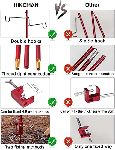 Folding Lantern Stand Pole Portable Lamp Stand Hook Collapasible Light Stand Holder for Camping Fishing Picnic, alternate