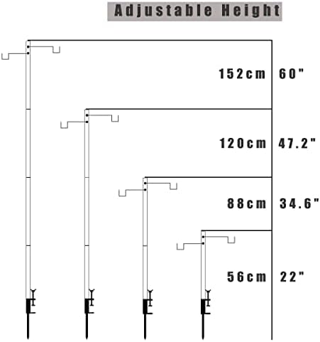Folding Lantern Stand Pole Portable Lamp Stand Hook Collapasible Light Stand Holder for Camping Fishing Picnic, alternate