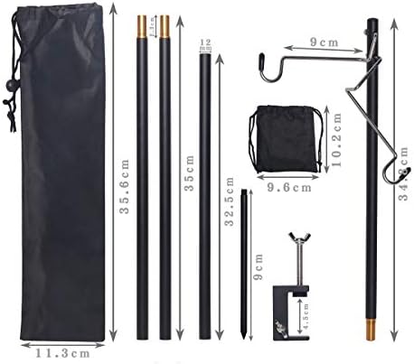 Folding Lantern Stand Pole Portable Lamp Stand Hook Collapasible Light Stand Holder for Camping Fishing Picnic, alternate