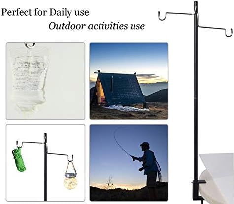 Folding Lantern Stand Pole Portable Lamp Stand Hook Collapasible Light Stand Holder for Camping Fishing Picnic, alternate