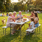 Folding Picnic Table Set with 2 Benches, alternate view 3
