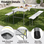 Folding Picnic Table Set with 2 Benches, alternate view 7