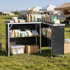 Folding Portable Bar Table, 2 pcs, 38.6 x 15.2 x 34.3 in, with Carry Bag, Storage Shelf, Detachable Skirt, Quick, alternate