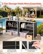 Folding Portable Bar Table, 2 pcs, 38.6 x 15.2 x 34.3 in, with Carry Bag, Storage Shelf, Detachable Skirt, Quick, alternate