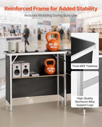 Folding Portable Bar Table, 2 pcs, 38.6 x 15.2 x 34.3 in, with Carry Bag, Storage Shelf, Detachable Skirt, Quick, alternate