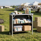 Folding Portable Bar Table, 38.6 x 15.2 x 34.3 in, with Carry Bag, Storage Shelf, and Detachable Skirt, Quick, alternate view