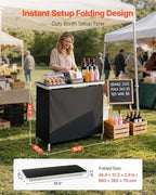 Folding Portable Bar Table, 38.6 x 15.2 x 34.3 in, with Carry Bag, Storage Shelf, and Detachable Skirt, Quick, alternate view