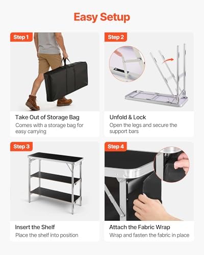 Folding Portable Bar Table, 38.6 x 15.2 x 34.3 in, with Carry Bag, Storage Shelf, and Detachable Skirt, Quick, alternate view