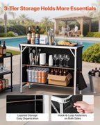 Folding Portable Bar Table, 43.3 x 15.2 x 34.8 in, with Carry Bag, 2 Storage Shelves, and Detachable Skirt, alternate view 4