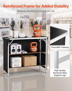 Folding Portable Bar Table, 43.3 x 15.2 x 34.8 in, with Carry Bag, 2 Storage Shelves, and Detachable Skirt, alternate view 5