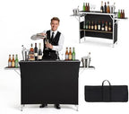 Folding Portable Bar Table, 43.3 x 15.4 x 34.6 in, with Carry Bag, Storage Shelf, and Detachable Skirt, Quick
