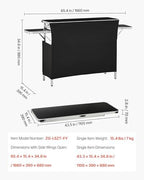 Folding Portable Bar Table, 43.3 x 15.4 x 34.6 in, with Carry Bag, Storage Shelf, and Detachable Skirt, Quick, alternate view