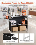 Folding Portable Bar Table, 43.3 x 15.4 x 34.6 in, with Carry Bag, Storage Shelf, and Detachable Skirt, Quick, alternate view