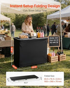 Folding Portable Bar Table, 43.5 x 15.4 x 39.8 in, with Carry Bag, 2 Storage Shelves, and Detachable Skirt, alternate view 3