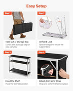 Folding Portable Bar Table, 43.5 x 15.4 x 39.8 in, with Carry Bag, 2 Storage Shelves, and Detachable Skirt, alternate view 6