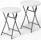 Folding Table 2 Pack, 32 Inch Foldable Cocktail Bar, High Top Round Folding Bar Tables No Assembly, Portable