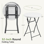 Folding Table 2 Pack, 32 Inch Foldable Cocktail Bar, High Top Round Folding Bar Tables No Assembly, Portable, alternate view